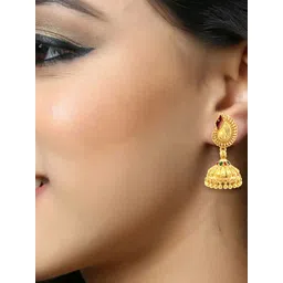 DIVASTRI Gold-Plated Dome Shaped Jhumkas-picture-31