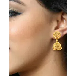 DIVASTRI Gold-Plated Dome Shaped Jhumkas-picture-41