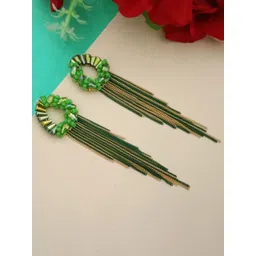 DIVASTRI Gold-PlatedArtificial Beads Beaded Contemporary Drop Earrings-picture-39