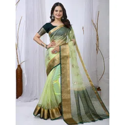 DIVASTRI Green Organza Embellished Sarees-picture-34