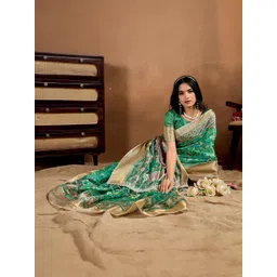 DIVASTRI Green Printed Art Silk Sarees-picture-36