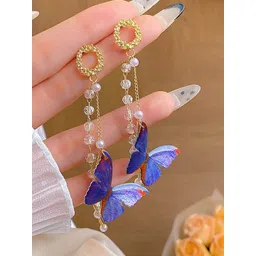 DIVASTRI Korean Gold-Plated Animal Shaped American Diamond Drop Earrings-picture-21