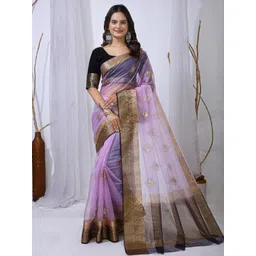 DIVASTRI Lavender Organza Embellished Sarees-picture-38