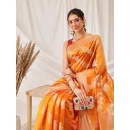 DIVASTRI Leheriya Zari Organza Banarasi Saree-picture-35
