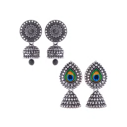 DIVASTRI Peacock Shaped Jhumkas Earrings-image-0
