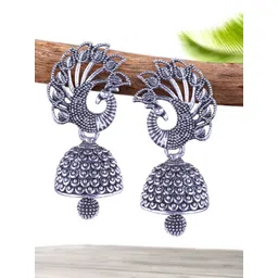 DIVASTRI Peacock Shaped Jhumkas Earrings-image-36