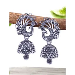 DIVASTRI Peacock Shaped Jhumkas Earrings-image-12