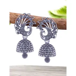 DIVASTRI Peacock Shaped Jhumkas Earrings-image-15