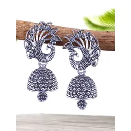 DIVASTRI Peacock Shaped Jhumkas Earrings-picture-39