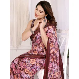 DIVASTRI Purple Silk Blend Printed Sarees-picture-32