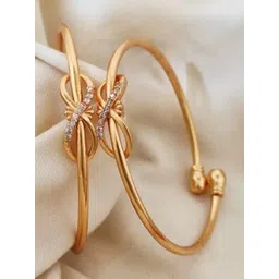 DIVASTRI Set Of 2 Gold-Plated American Diamond Studded Infinity Bracelets-picture-32