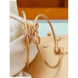 DIVASTRI Set Of 2 Gold-Plated American Diamond Studded Infinity Bracelets-picture-34