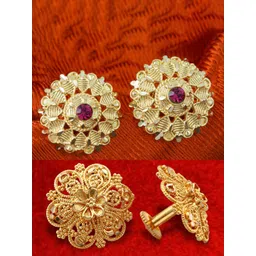 DIVASTRI Set Of 2 Gold-Plated Circular Stone Studded Studs-picture-17