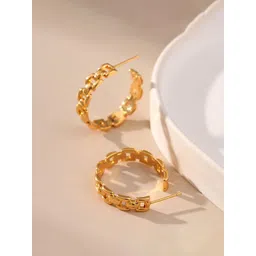 DIVASTRI Stainless Steel Gold-Plated Circular Half Hoop Earrings-picture-10