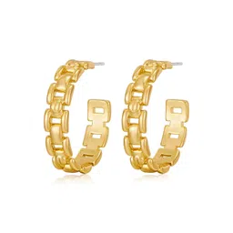 DIVASTRI Stainless Steel Gold-Plated Circular Half Hoop Earrings-picture-11