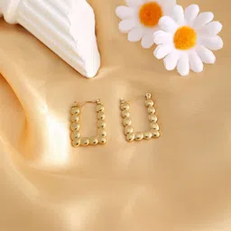 DIVASTRI Stainless Steel Gold-Plated Geometric Shaped Hoop Earrings-picture-35