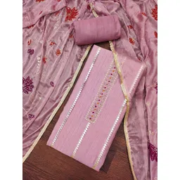 DIVASTRI Striped Embellished Gotta Patti Roman Cotton Unstitched Dress Material-picture-20