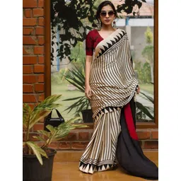 DIVASTRI Striped Satin Fusion Saree-picture-20