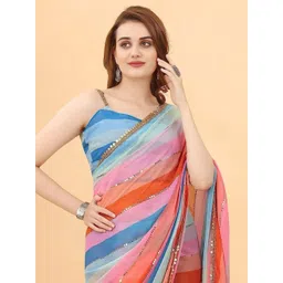 DIVASTRI Striped Sequinned Pure Georgette Saree-picture-32