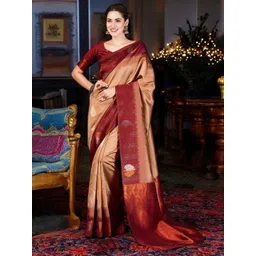 DIVASTRI Striped Zari Silk Blend Banarasi Saree-picture-11