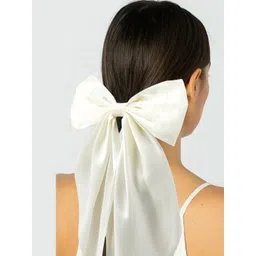 DIVASTRI Women Cream Satin Ribbon Hair Bow Clip-picture-26