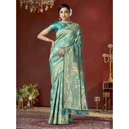 DIVASTRI WOMEN Ethnic Motifs Woven Design Zari Pure Silk Banarasi Saree-picture-31