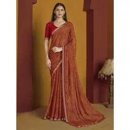 DIVASTRI Women Geometric Printed Patchwork Poly Chiffon Saree-picture-19