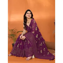 DIVASTRI Women Purple Poly Georgette Saree-picture-28