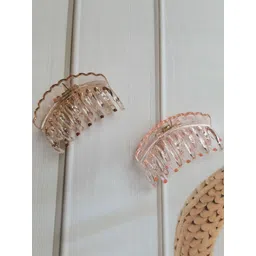 DIVASTRI Women Set of 2 Transparent Glossy Finish Hair Claw Clips-picture-37