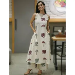 DIVASTRI Women White Viscose Rayon Kurta Sets-picture-20