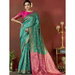DIVASTRI WOMEN Woven Design Zari Pure Silk Banarasi Saree-picture-34