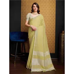 DIVASTRI Women Zari Pure Linen Saree-picture-17
