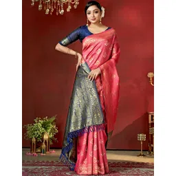 DIVASTRI Woven Design Zari Pure Silk Handloom Banarasi Saree-picture-37