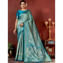 DIVASTRI Woven Design Zari Pure Silk Heavy Work Banarasi Saree-picture-37