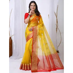 DIVASTRI Yellow Organza Embellished Sarees-picture-12