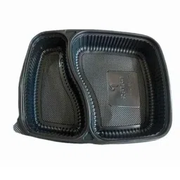 Divatos 2 Compartment Plastic Black Meal Tray with Lid, DI2CPMLPBK25 (Pack of 25)-picture-29