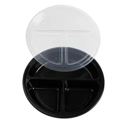 Divatos 3 Compartment Plastic Black Meal Tray with Lid, DI5CPMTBK (Pack of 25)-picture-15