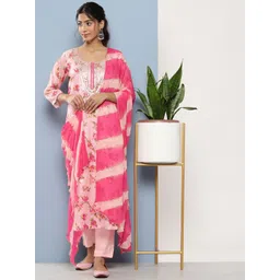 Divena Floral Printed Gotta Patti Pure Cotton Kurta with Trousers & Dupatta-picture-16