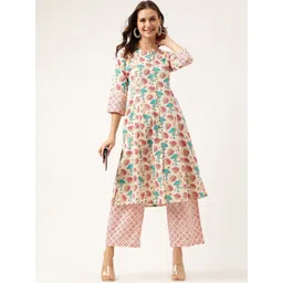 Divena Floral Printed Pure Cotton A-line Kurta With Palazzos-picture-14