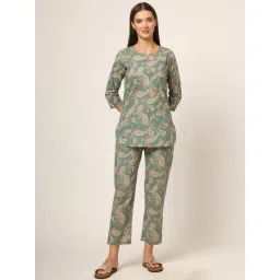 Divena Green Printed Top With Pyjamas-picture-28