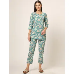 Divena Green Printed Top With Pyjamas-picture-15