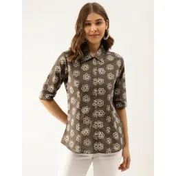 Divena Grey Floral Print Shirt-picture-39
