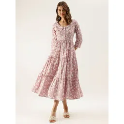 Divena Lavender Floral Print Midi Dress-picture-44