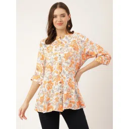 Divena Orange Printed A-Line Kurti image 1