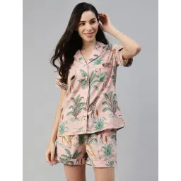 Divena Pink & Green Cotton Printed Shirt & Shorts Set-picture-42