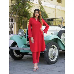 Divena Pure Cotton V Neck Tunic With Trousers Co-Ords-picture-29