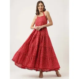 Divena Red Cotton Floral Print Maxi Dress-picture-13