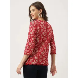 Divena Red Cotton Floral Print Top image 2
