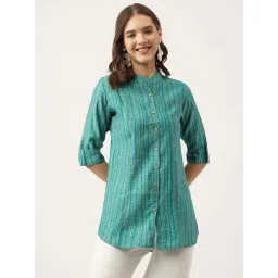Divena Teal Green Printed Shirt-picture-36