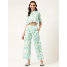 Divena White Cotton Tie Dye Crop Shirt With Pants-picture-23